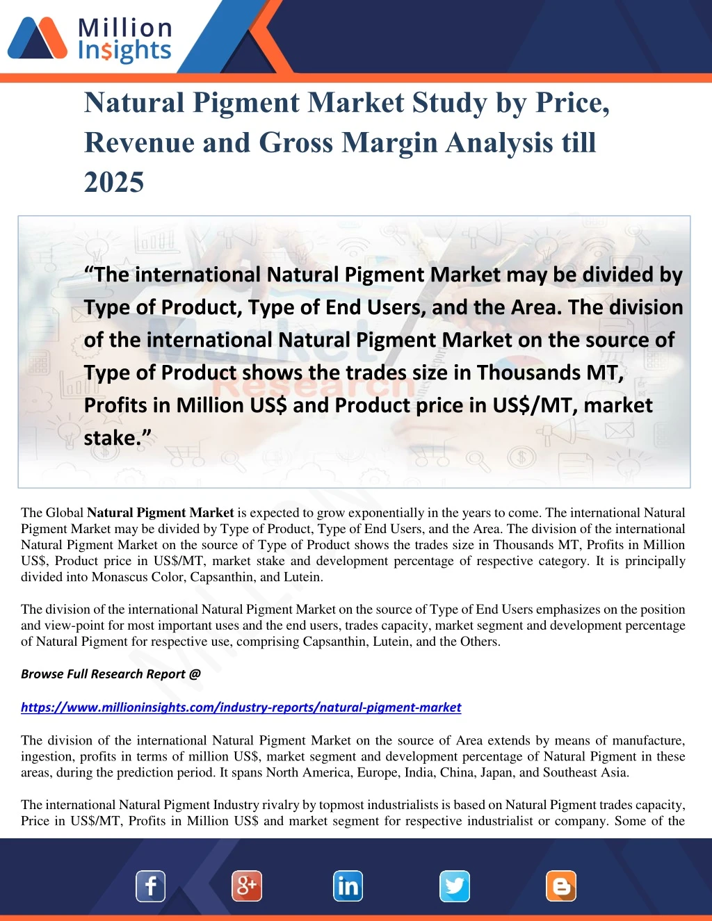 natural pigment market study by price revenue