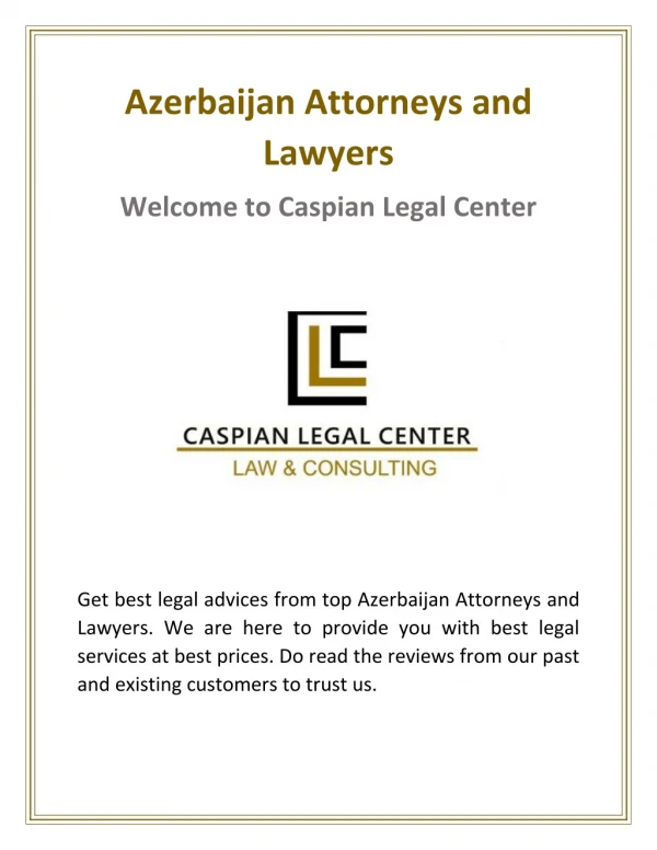 Azerbaijan Attorneys And Lawyers | Caspianlegalcenter