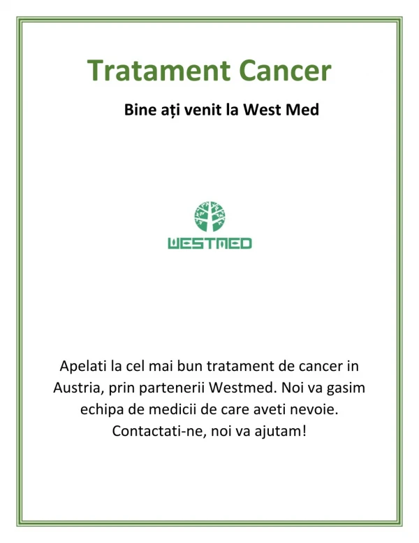 Tratament cancer | Westmed