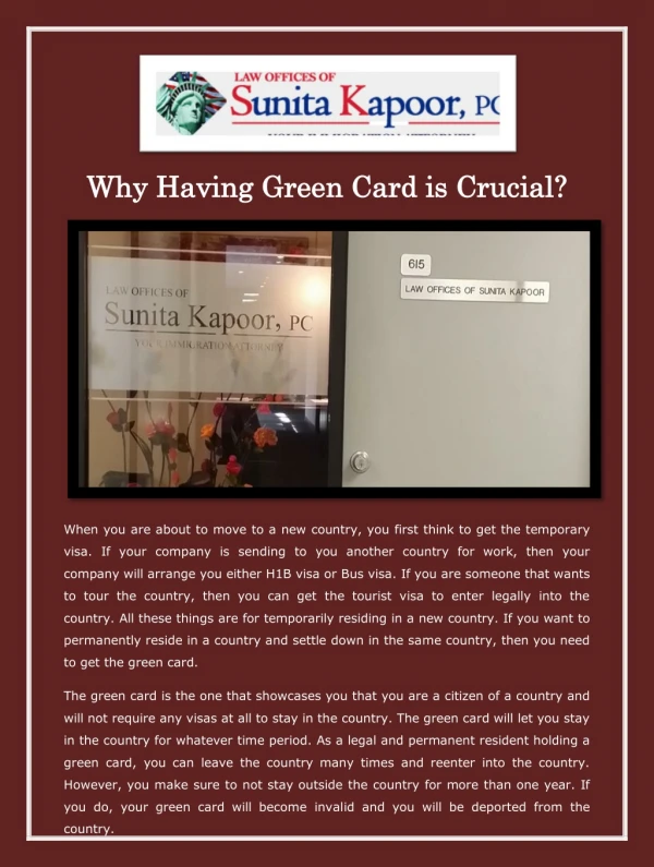 Why Having Green Card is Crucial