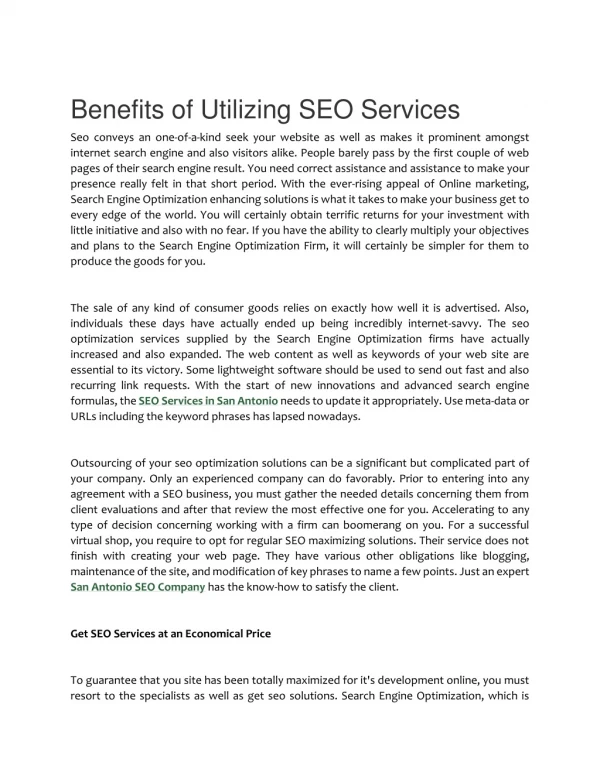 benefits of utilizing seo services