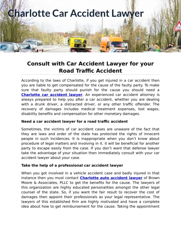 Consult with Car Accident Lawyer for your Road Traffic Accident