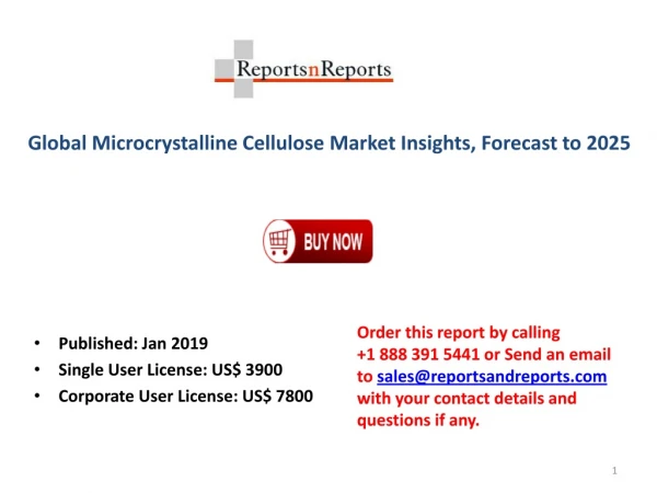 Market Insights Report on Global Microcrystalline Cellulose Market Industry 2019-2025