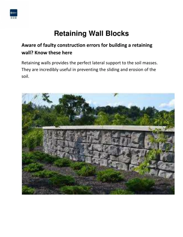 Retaining Wall Blocks - Ecooo