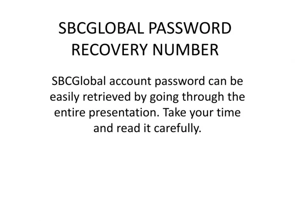 SbcGlobal password recovery number