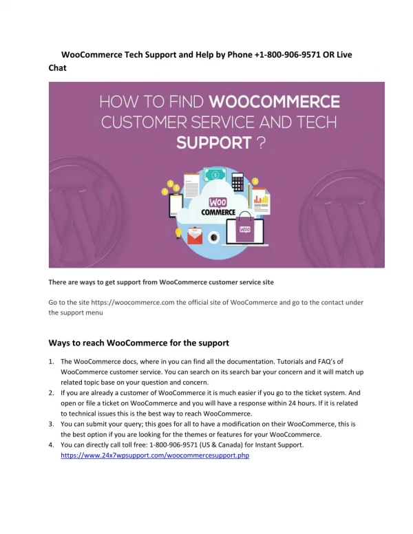 Call 1-800-906-9571 woocommerce help desk