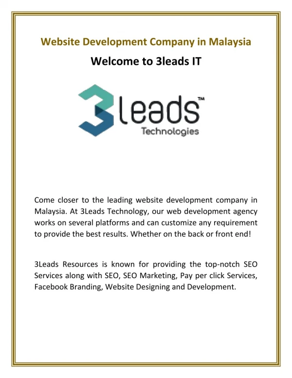 Website Development Company in Malaysia | 3leadsit