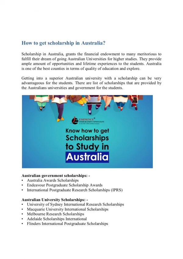 How to get scholarship in Australia?