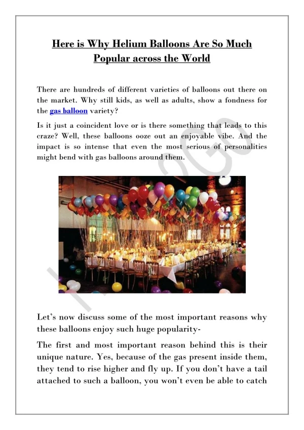 Here is Why Helium Balloons Are So Much Popular across the World