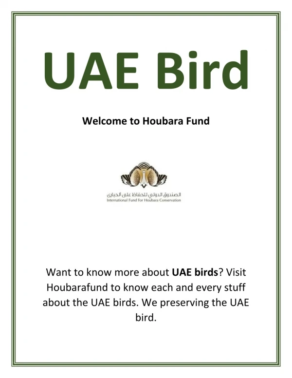 UAE Bird | Houbarafund