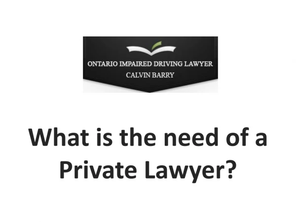 What is the need of a Private Lawyer?