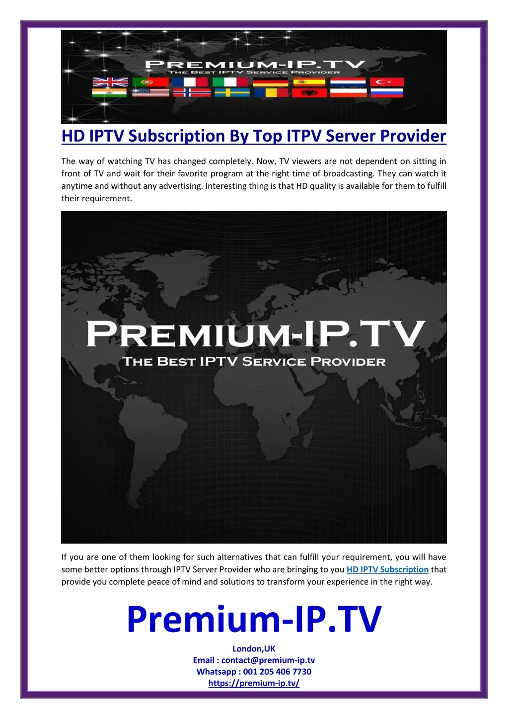hd iptv subscription by top itpv server provider