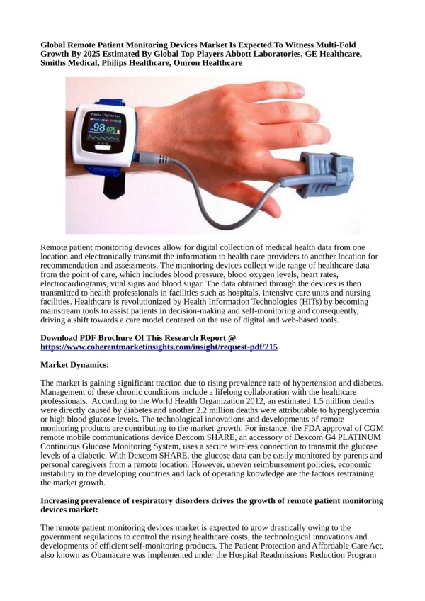 Global Remote Patient Monitoring Devices Market Is Expected To Witness Multi-Fold Growth By 2025