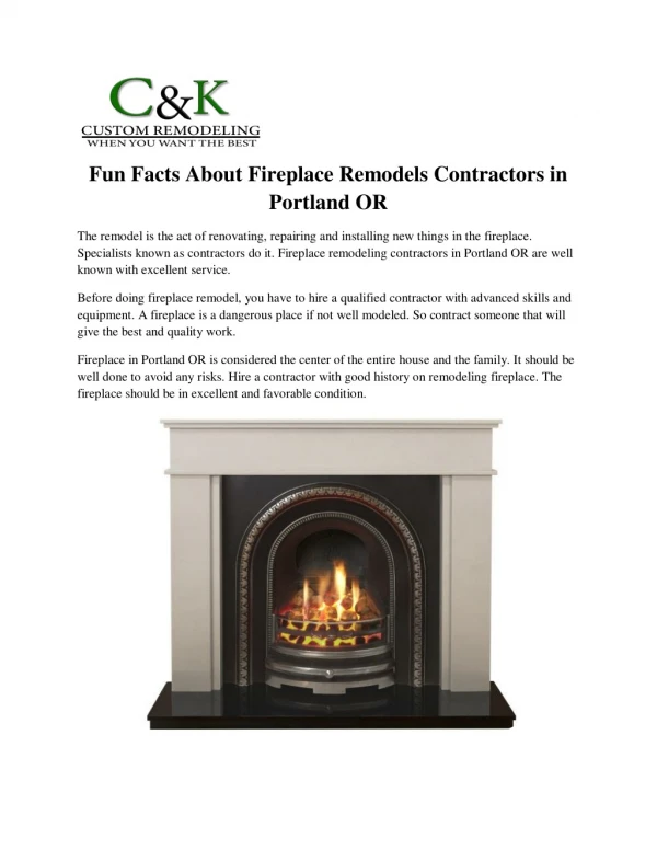 Fun Facts About Fireplace Remodels Contractors in Portland OR