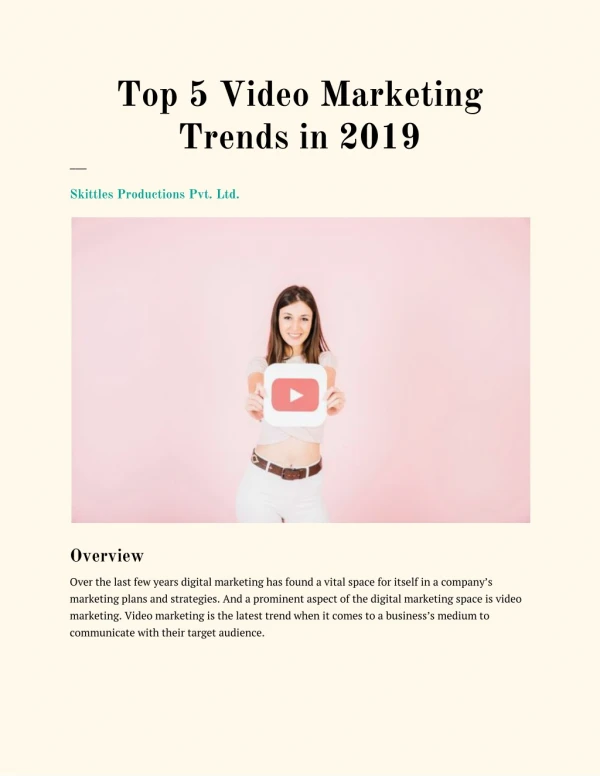 Top 5 Video Marketing Trends in 2019