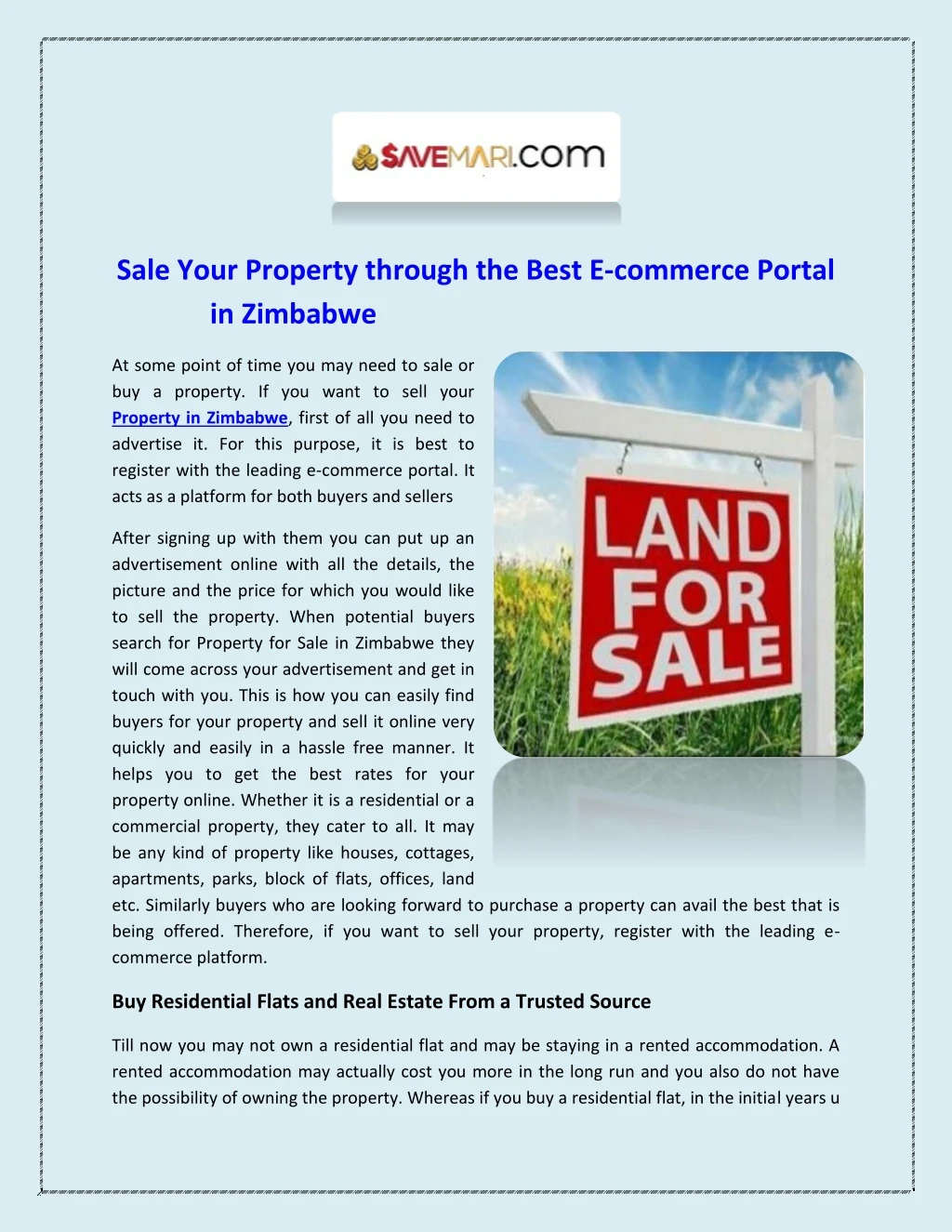 sale your property through the best e commerce