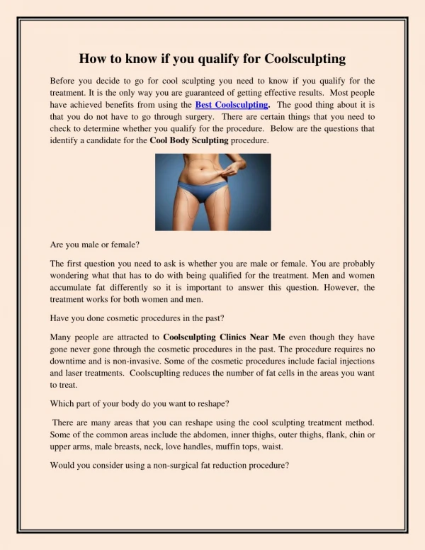 How to know if you qualify for Coolsculpting