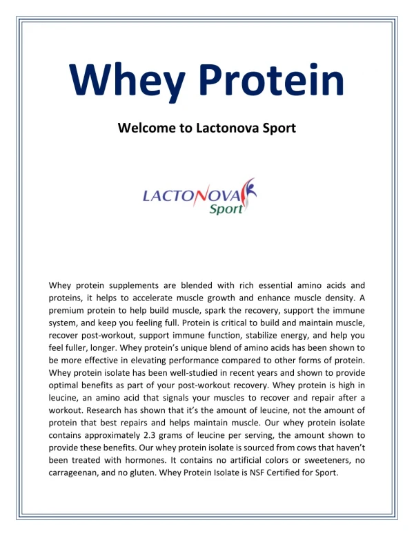 Whey Protein | Lactonovasport