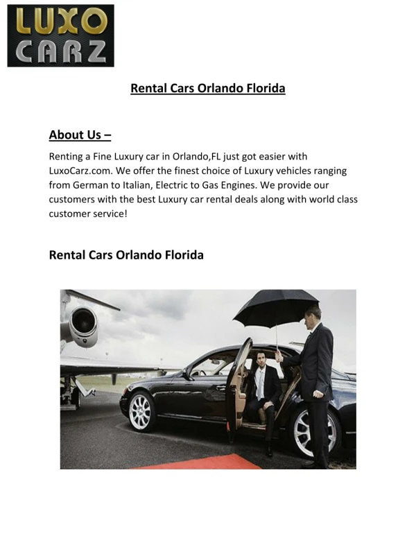 Rental Cars Orlando Florida