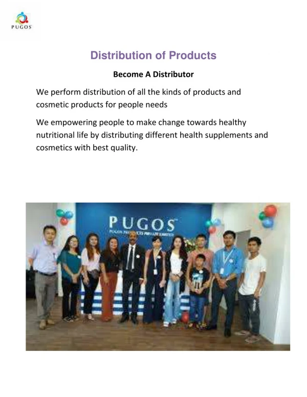 Distribution of Products - Pugos