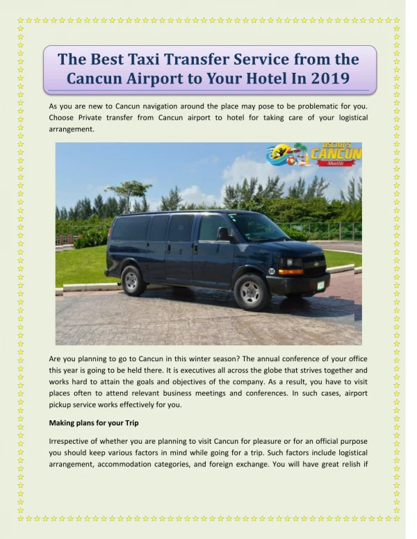 The Best Taxi Transfer Service from the Cancun Airport to Your Hotel In 2019