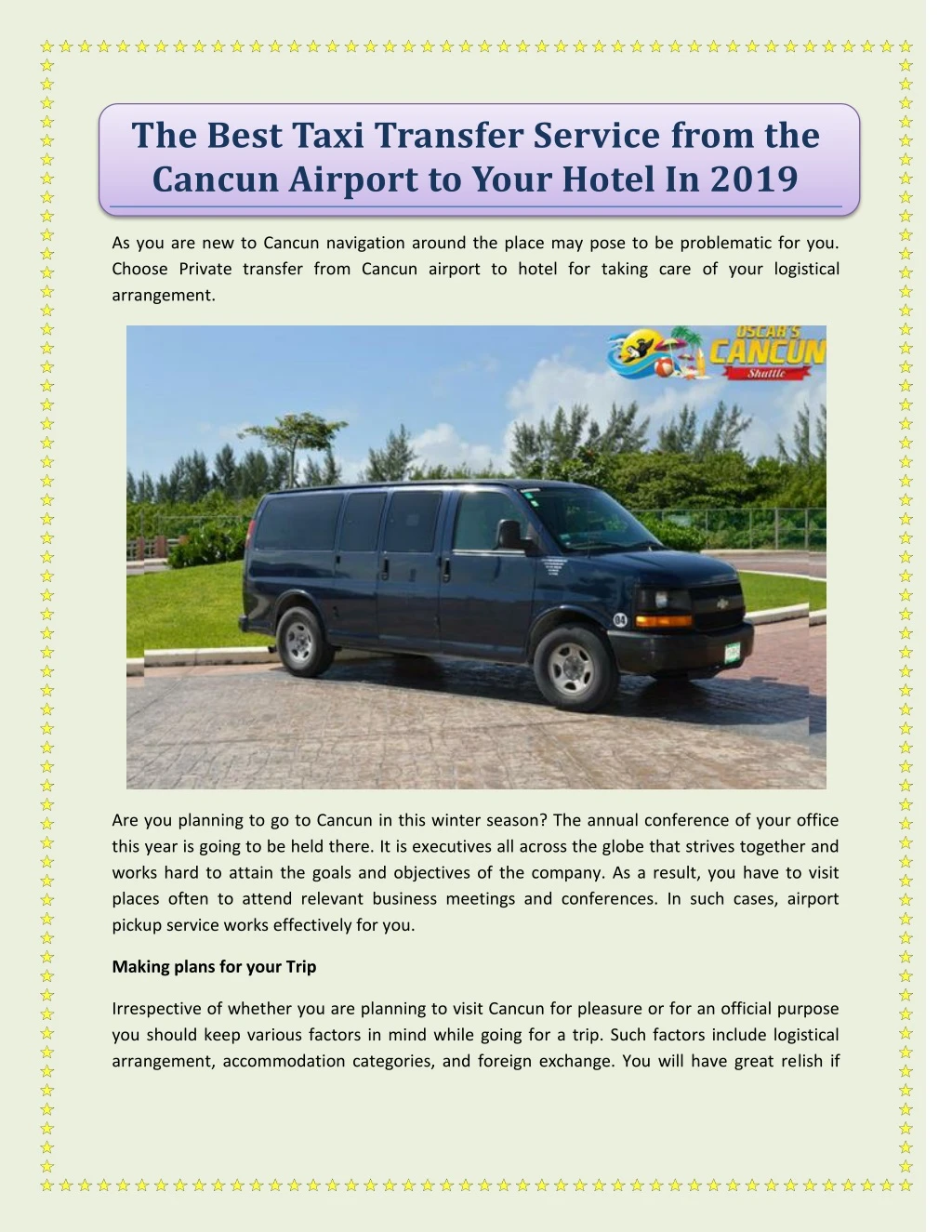 the best taxi transfer service from the cancun