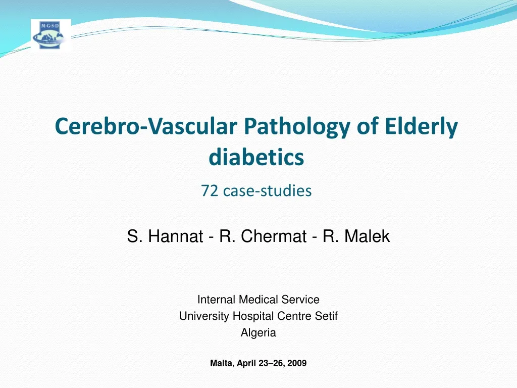 cerebro vascular pathology of elderly diabetics 72 case studies