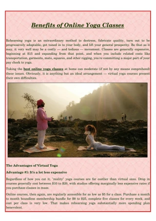 Benefits of Online Yoga Classes - slide 1