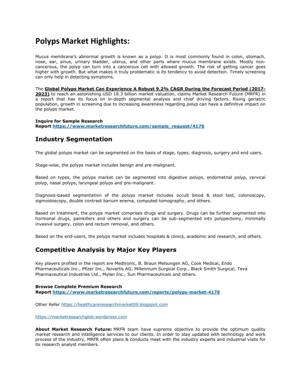 polyps market highlights