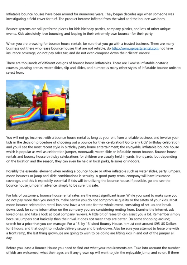 Inflatable Bounce House Rentals