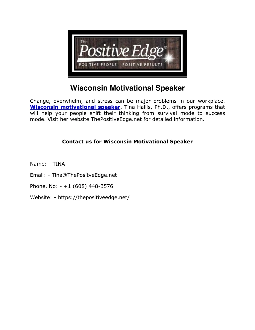 wisconsin motivational speaker