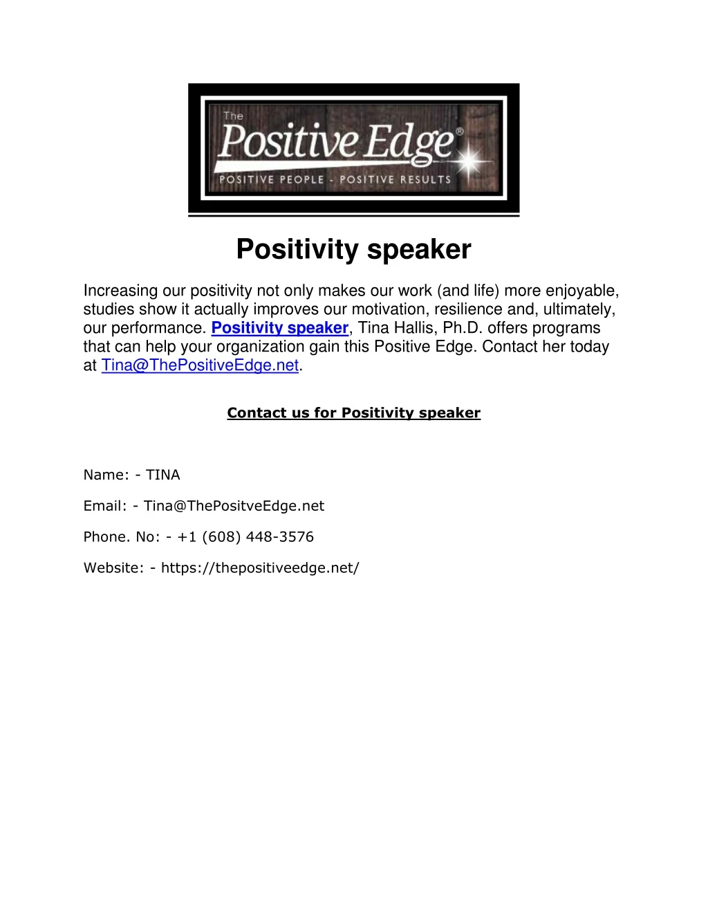 positivity speaker