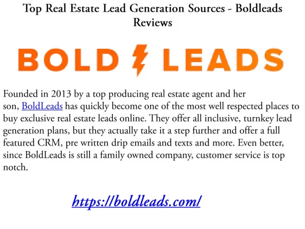 Top Real Estate Lead Generation Sources - Boldleads Reviews