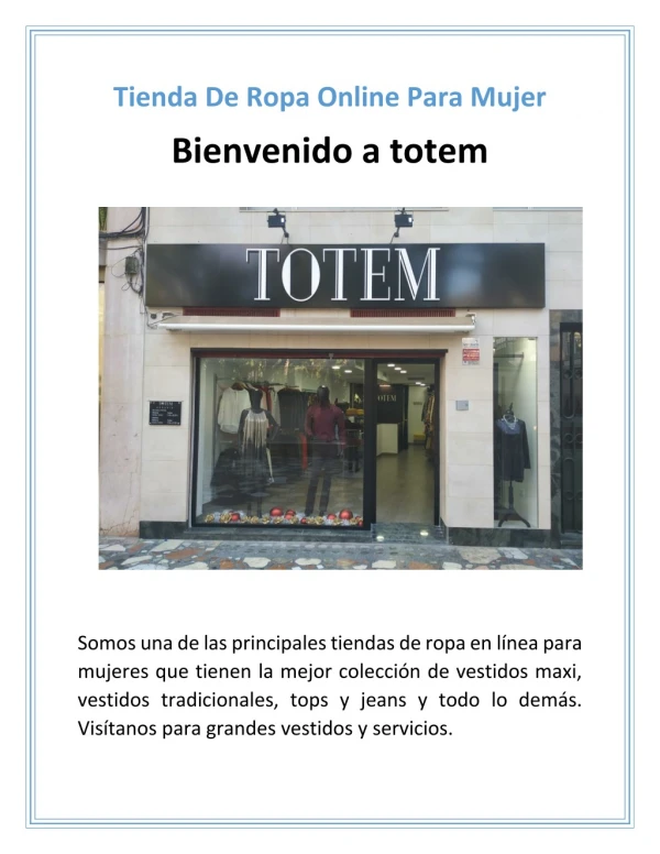 Tienda de ropa online para mujer | Totem-shop