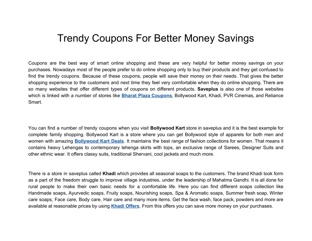 trendy coupons for better money savings