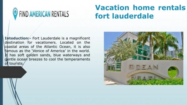 Vacation home rentals fort lauderdale