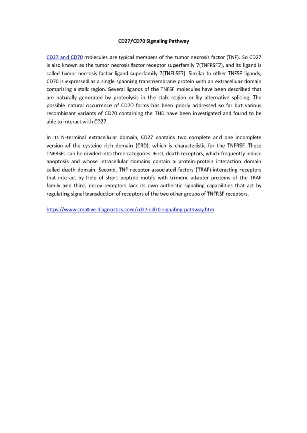 CD27/CD70 Signaling Pathway