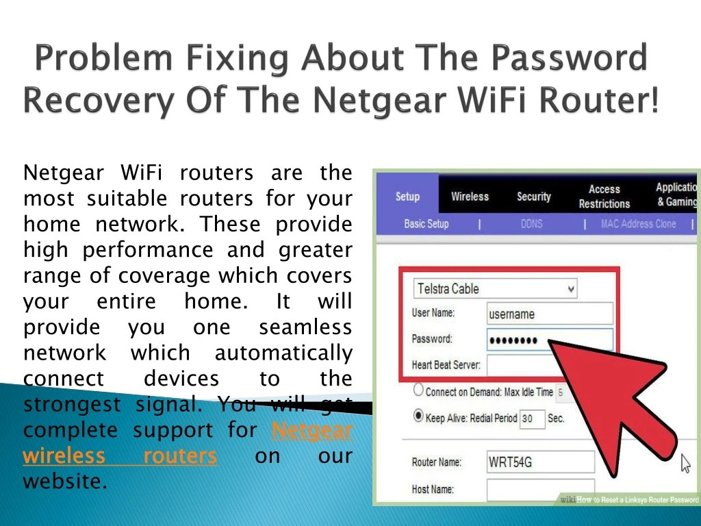 problem fixing about the password recovery of the netgear wifi router