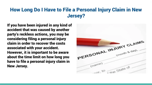How Long Do I Have to File a Personal Injury Claim in New Jersey