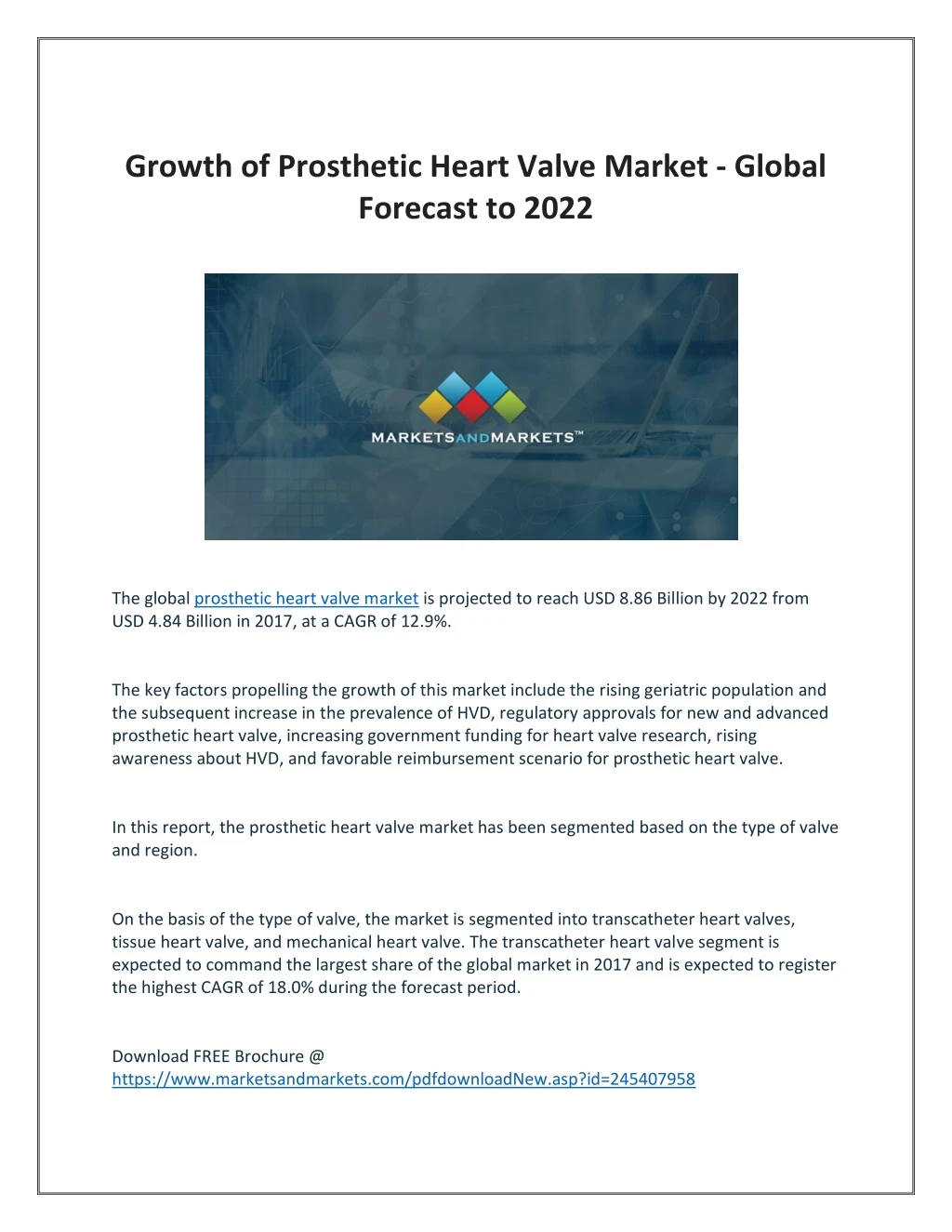 growth of prosthetic heart valve market global