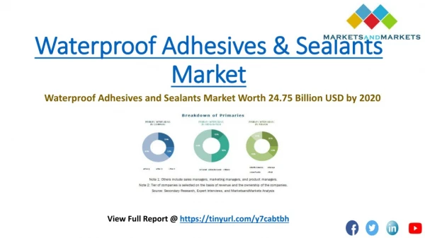 Waterproof Adhesives & Sealants Market by Chemistry, Application, & Region to 2020