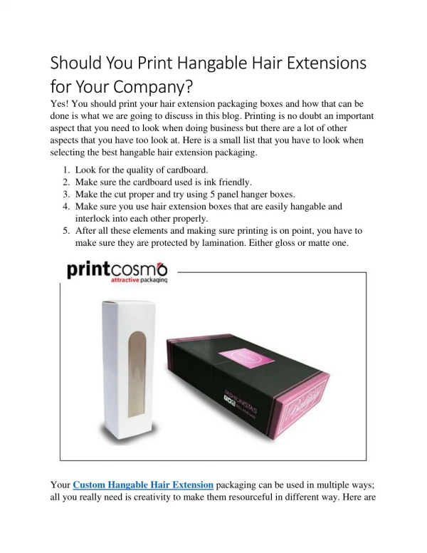 Hangable Hair Extension, Custom Hangable Hair Extension, Hangable Hair Extension Boxes, Custom Hangable Hair Extension B