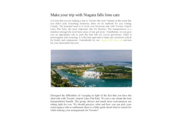 Make your trip with Niagara falls limo cars