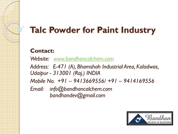 Talc Powder for Paint Industry