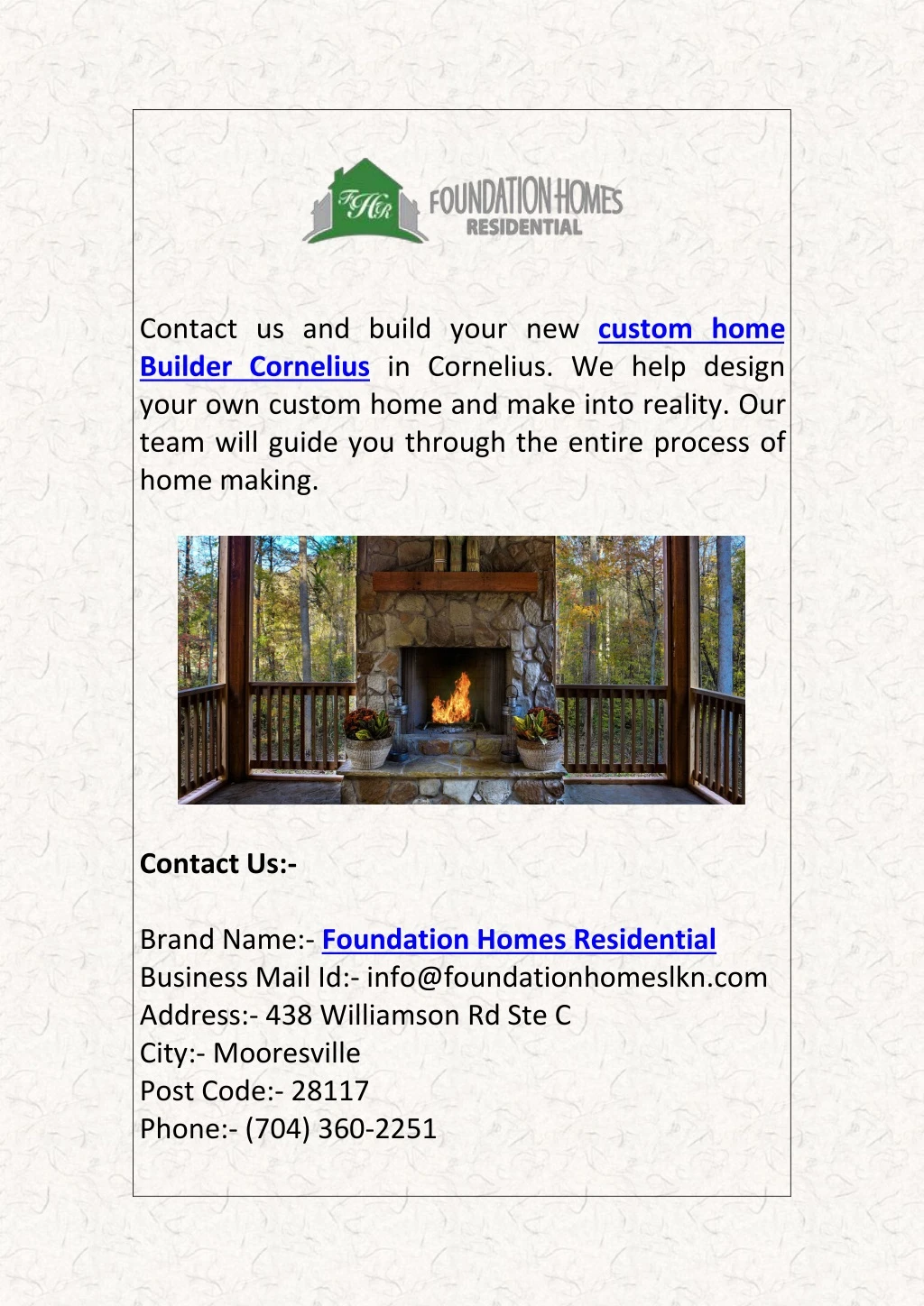 contact us and build your new custom home builder