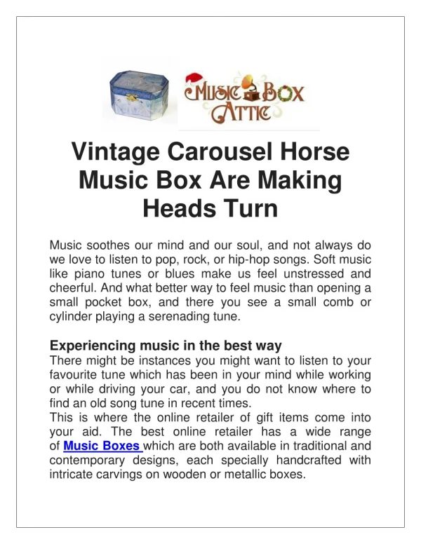 Vintage Carousel Horse Music Box Are Making Heads Turn
