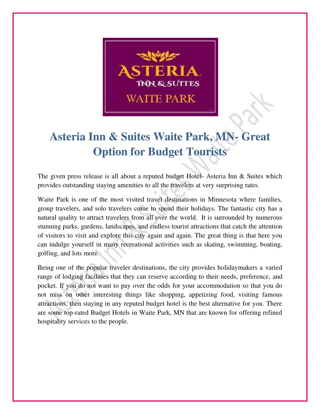 asteria inn suites waite park mn great option