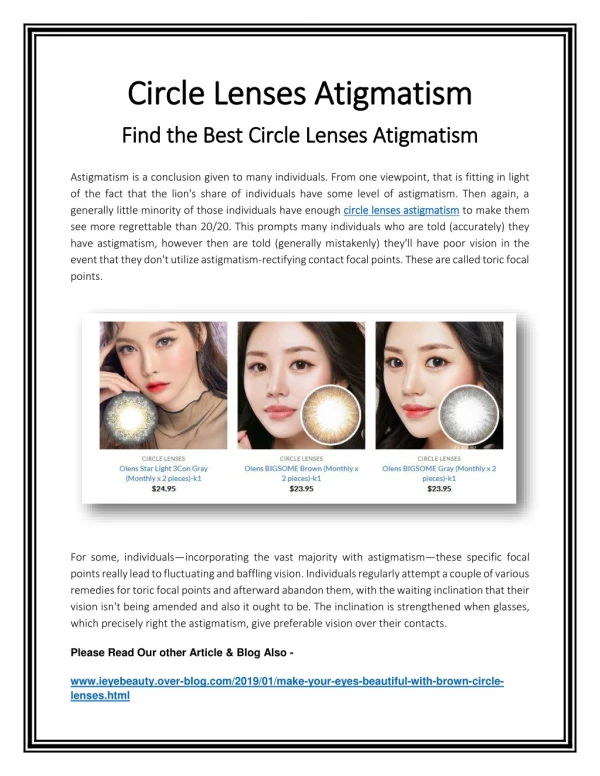 Find the Best Circle Lenses Atigmatism