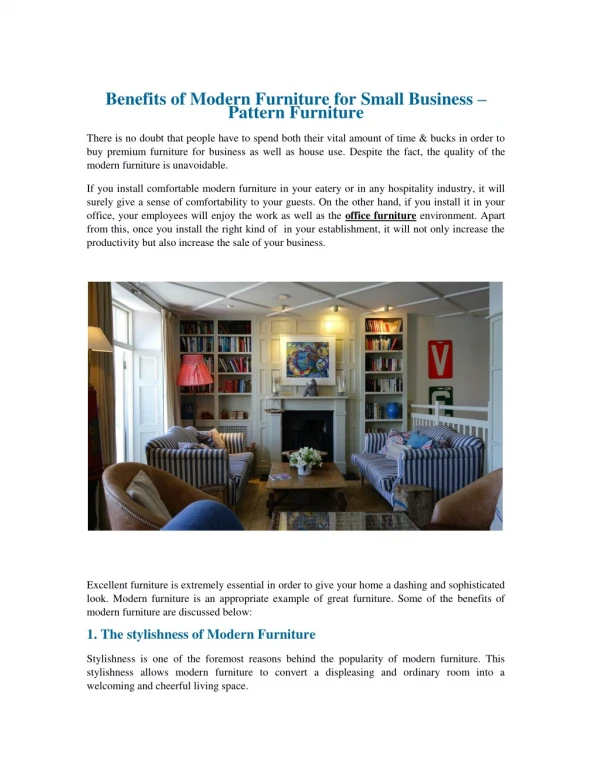 Benefits of Modern Furniture for Small Business