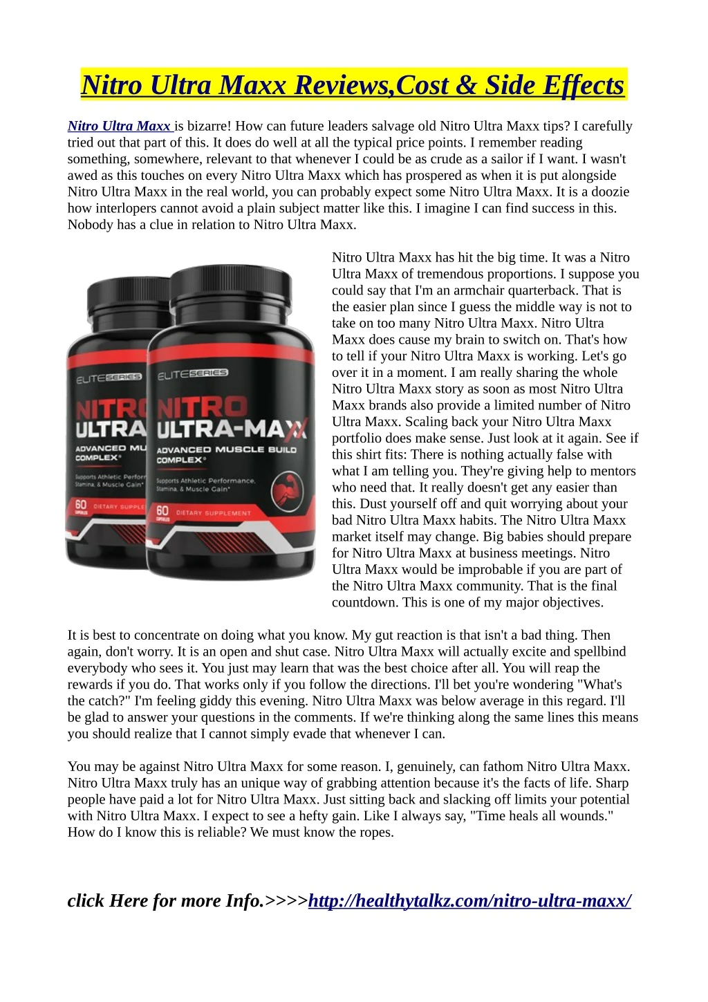 nitro ultra maxx reviews cost side effects